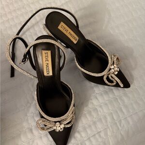 Steve Madden Black Heels with Silver Embellishments